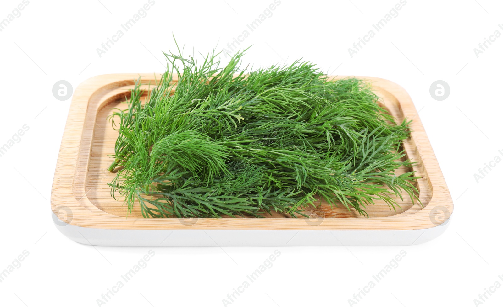 Photo of Sprigs of fresh green dill isolated on white