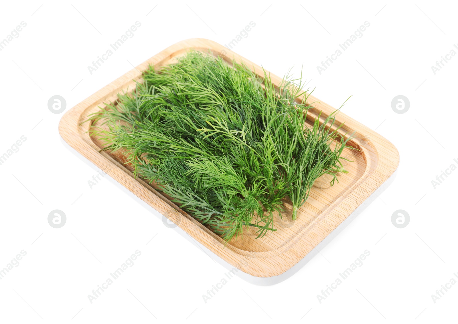 Photo of Sprigs of fresh green dill isolated on white