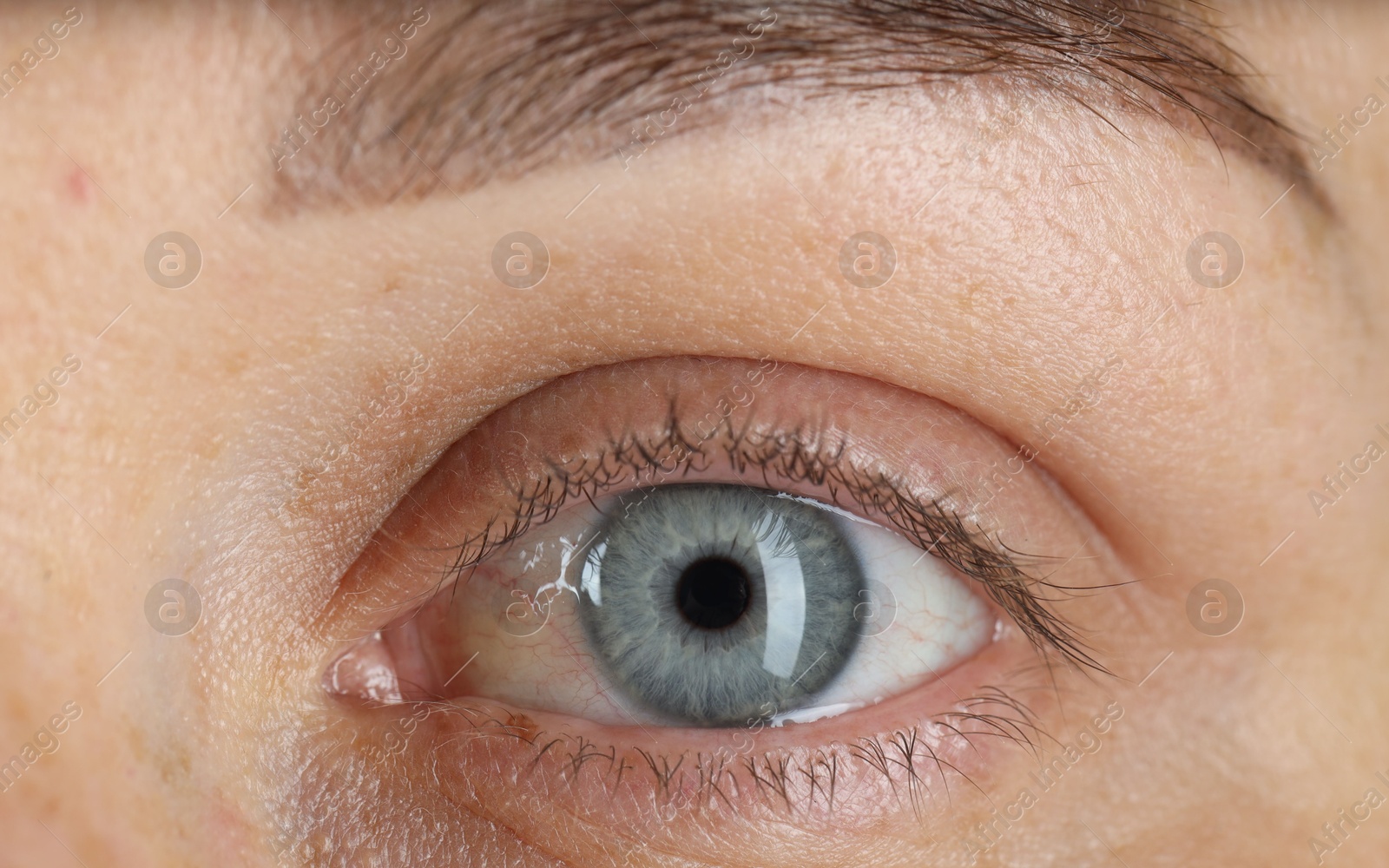 Photo of Woman with beautiful blue eyes, macro photo