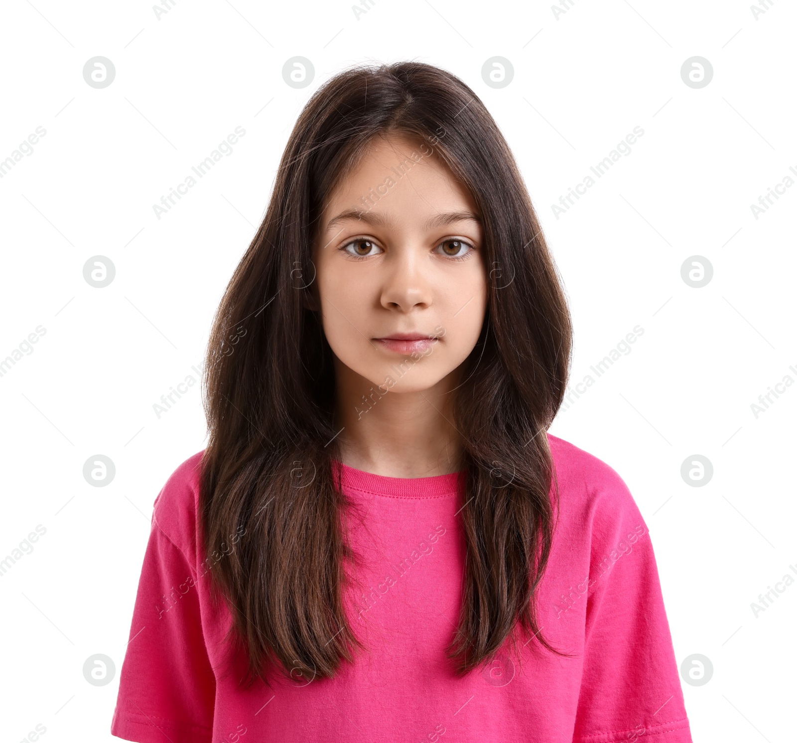 Photo of Portrait of beautiful girl isolated on white