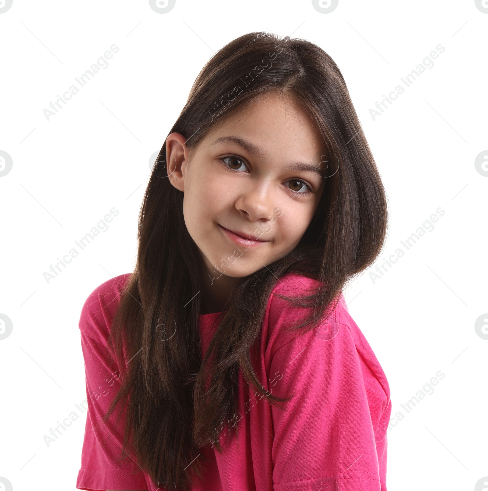 Photo of Portrait of beautiful girl isolated on white