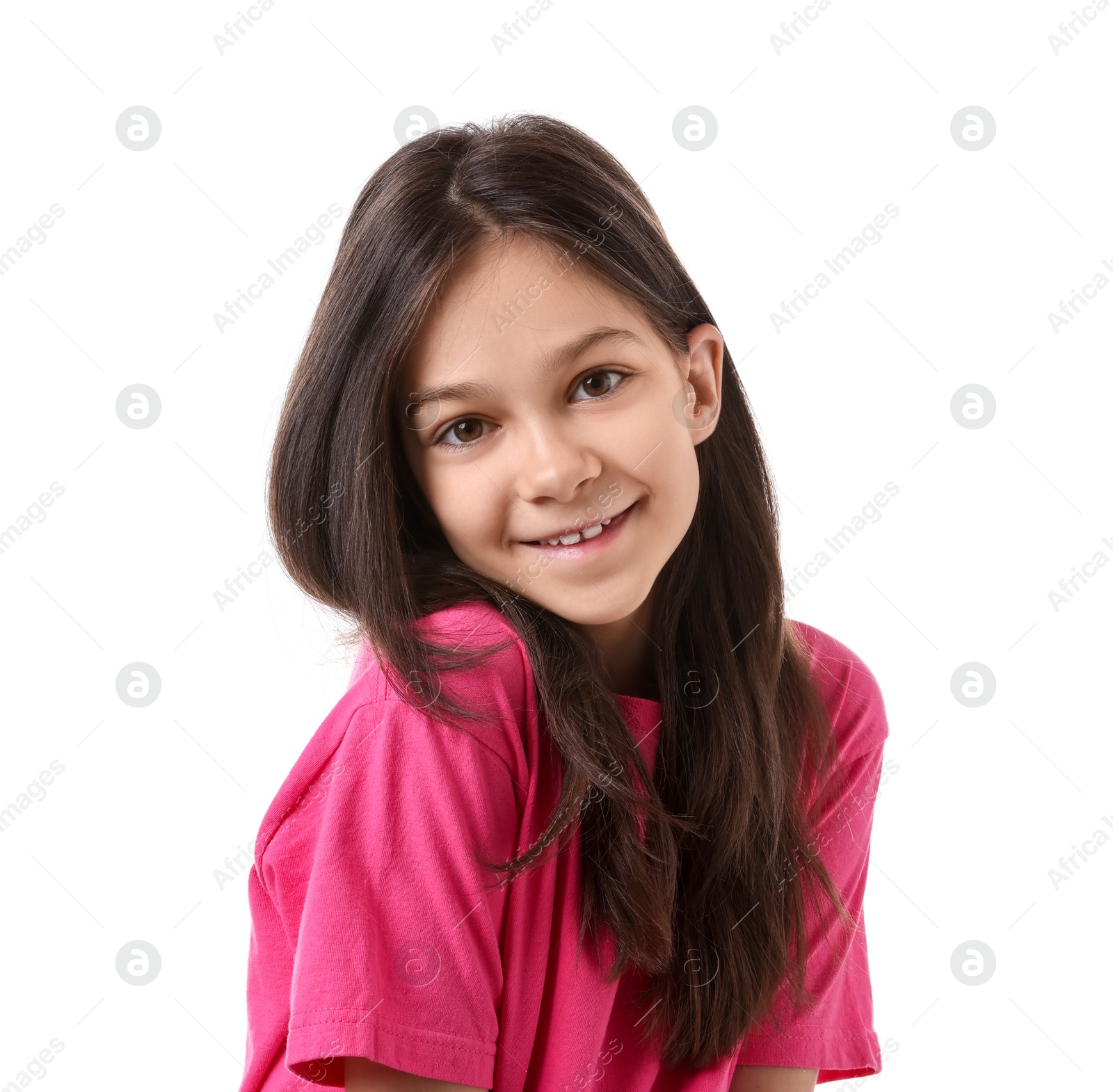 Photo of Portrait of beautiful girl isolated on white