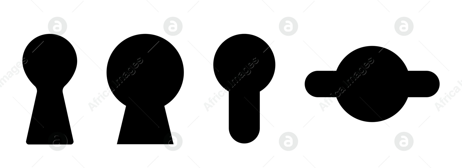 Image of Keyholes in different shapes isolated on white, set