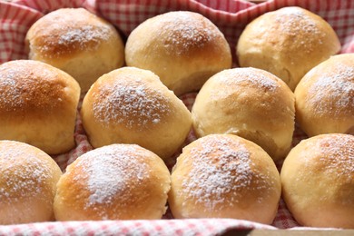 Many delicious homemade dough balls, closeup view