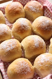 Many delicious homemade dough balls, closeup view