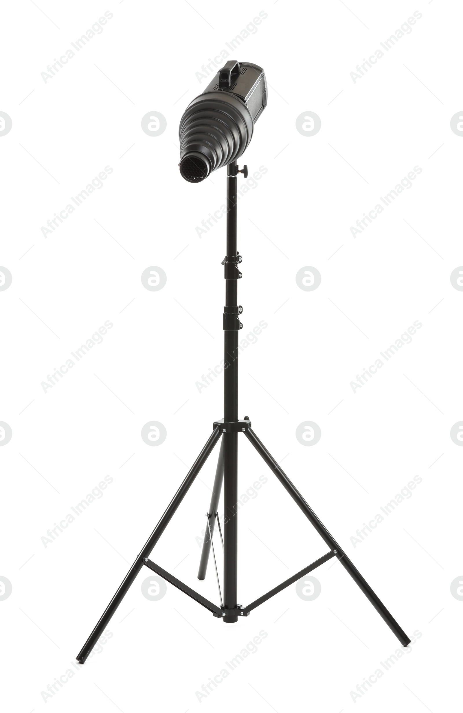 Photo of Professional lighting photographer's equipment isolated on white