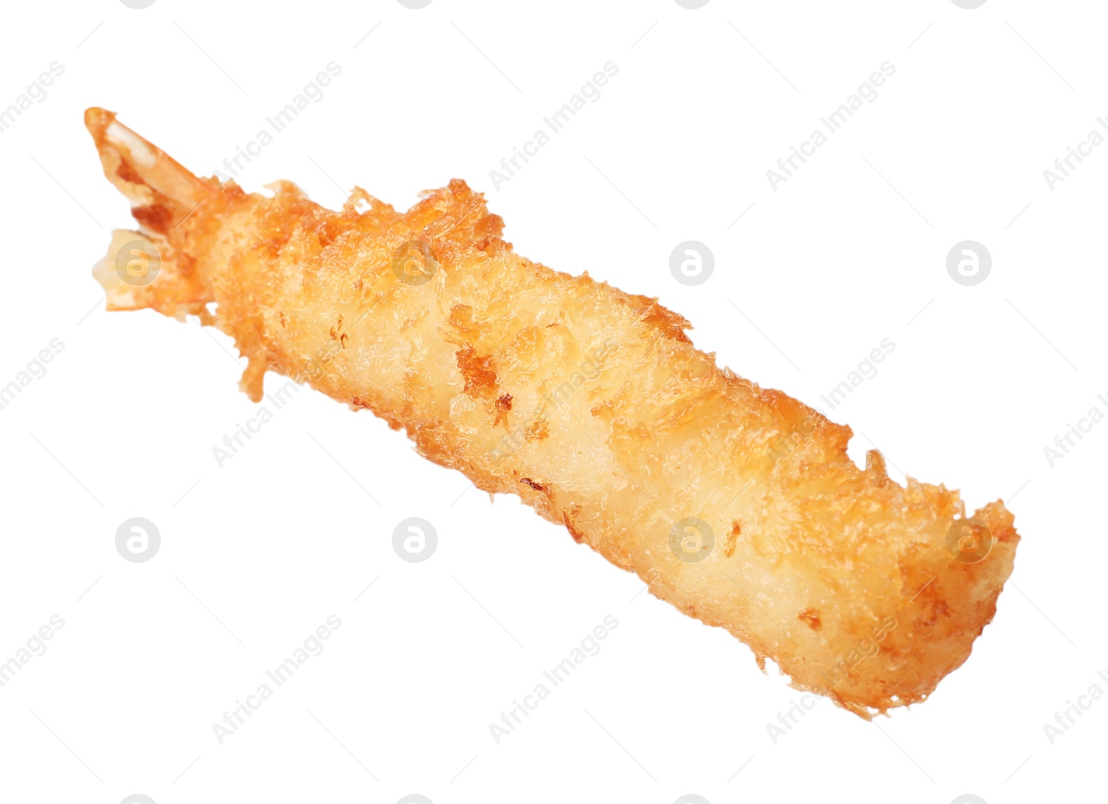 Photo of Delicious breaded fried shrimp isolated on white