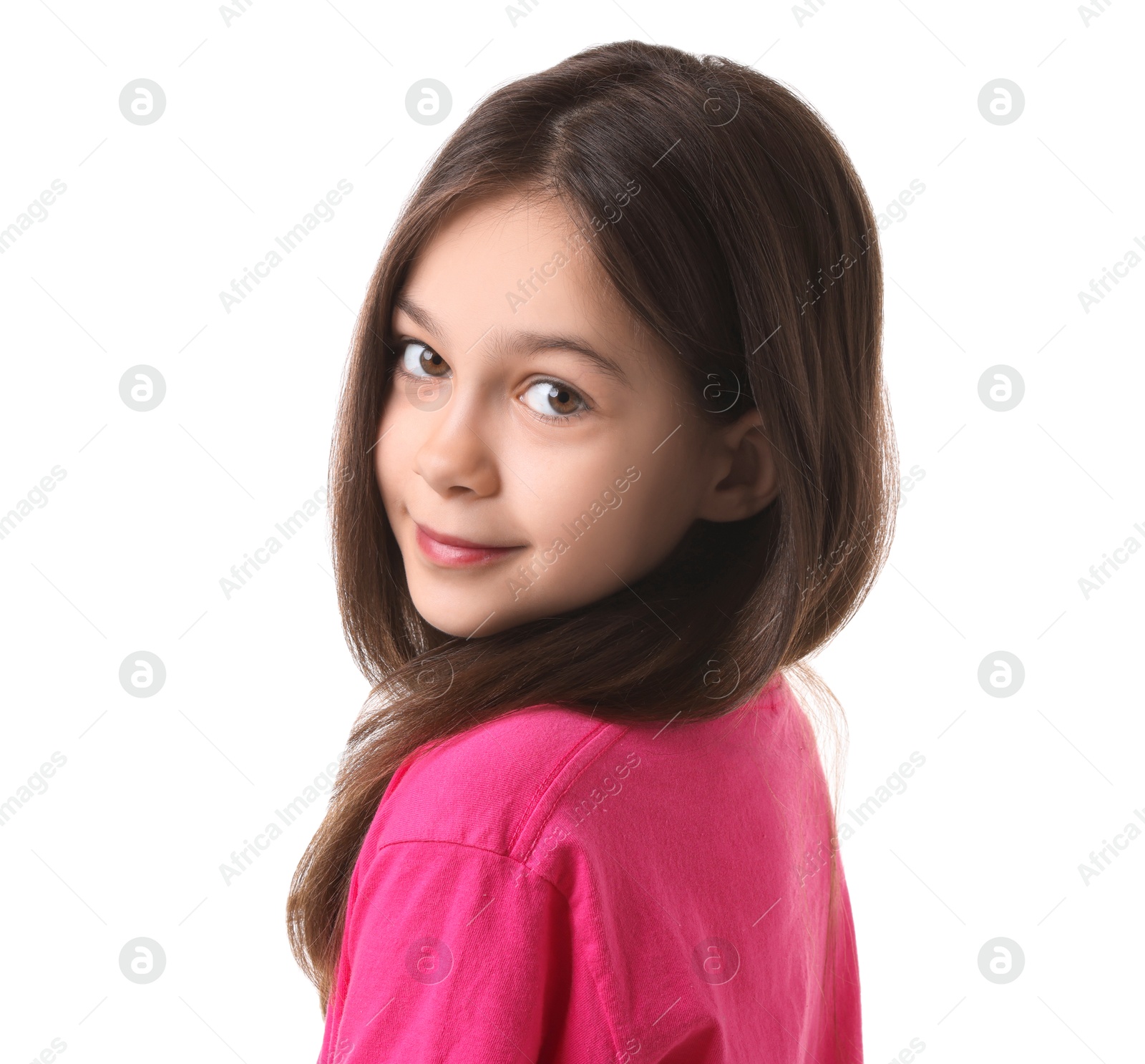 Photo of Portrait of beautiful girl isolated on white