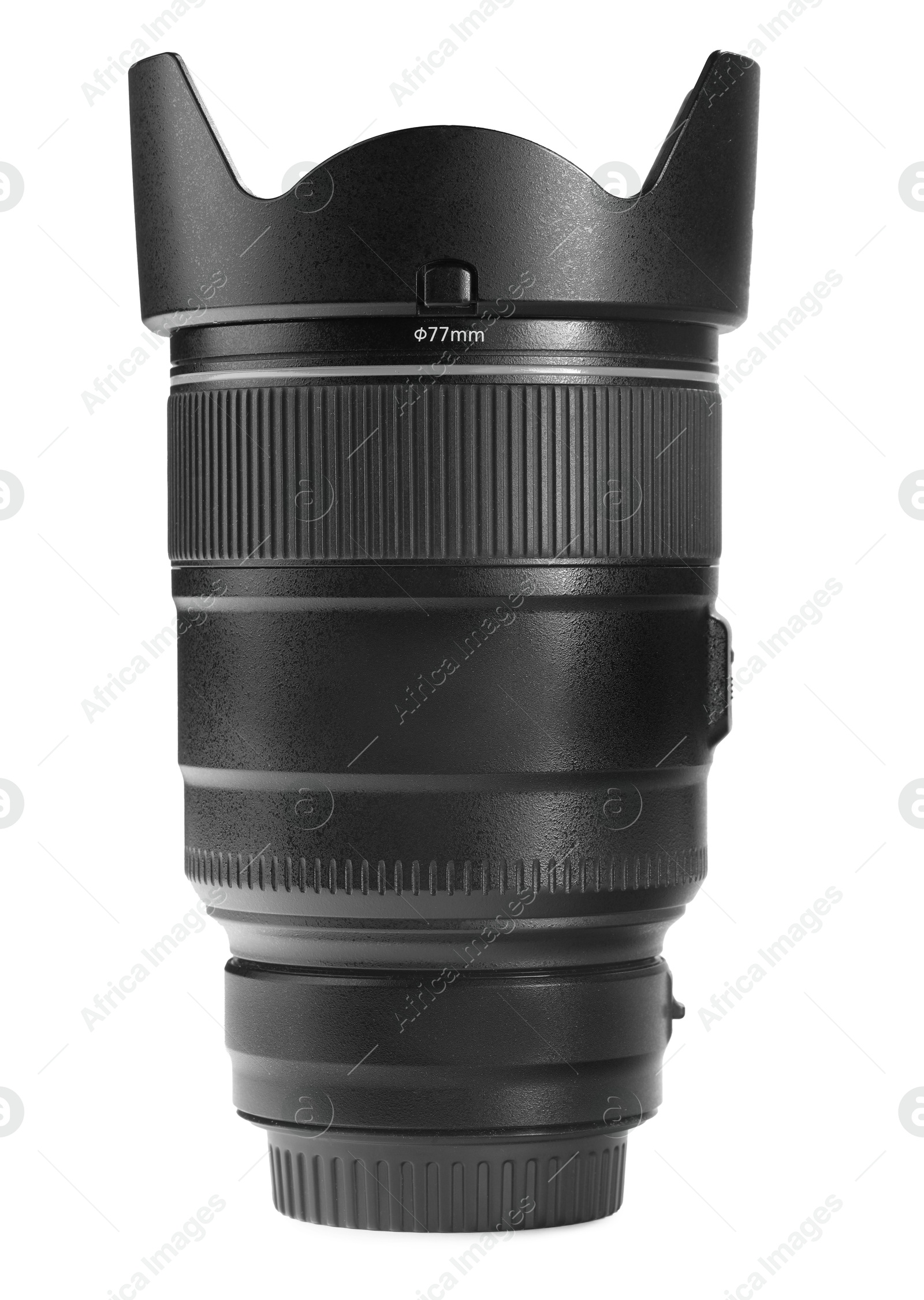 Photo of Camera lens isolated on white. Photographer's equipment