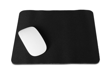 Photo of Wireless mouse and mousepad isolated on white