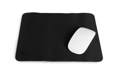 Photo of Wireless mouse and mousepad isolated on white