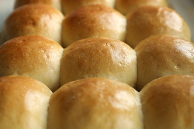 Closeup view of many delicious dough balls