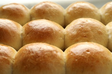 Photo of Closeup view of many delicious dough balls