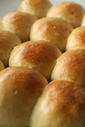 Closeup view of many delicious dough balls