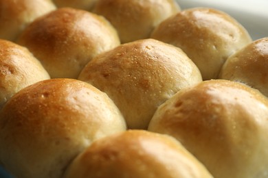 Closeup view of many delicious dough balls