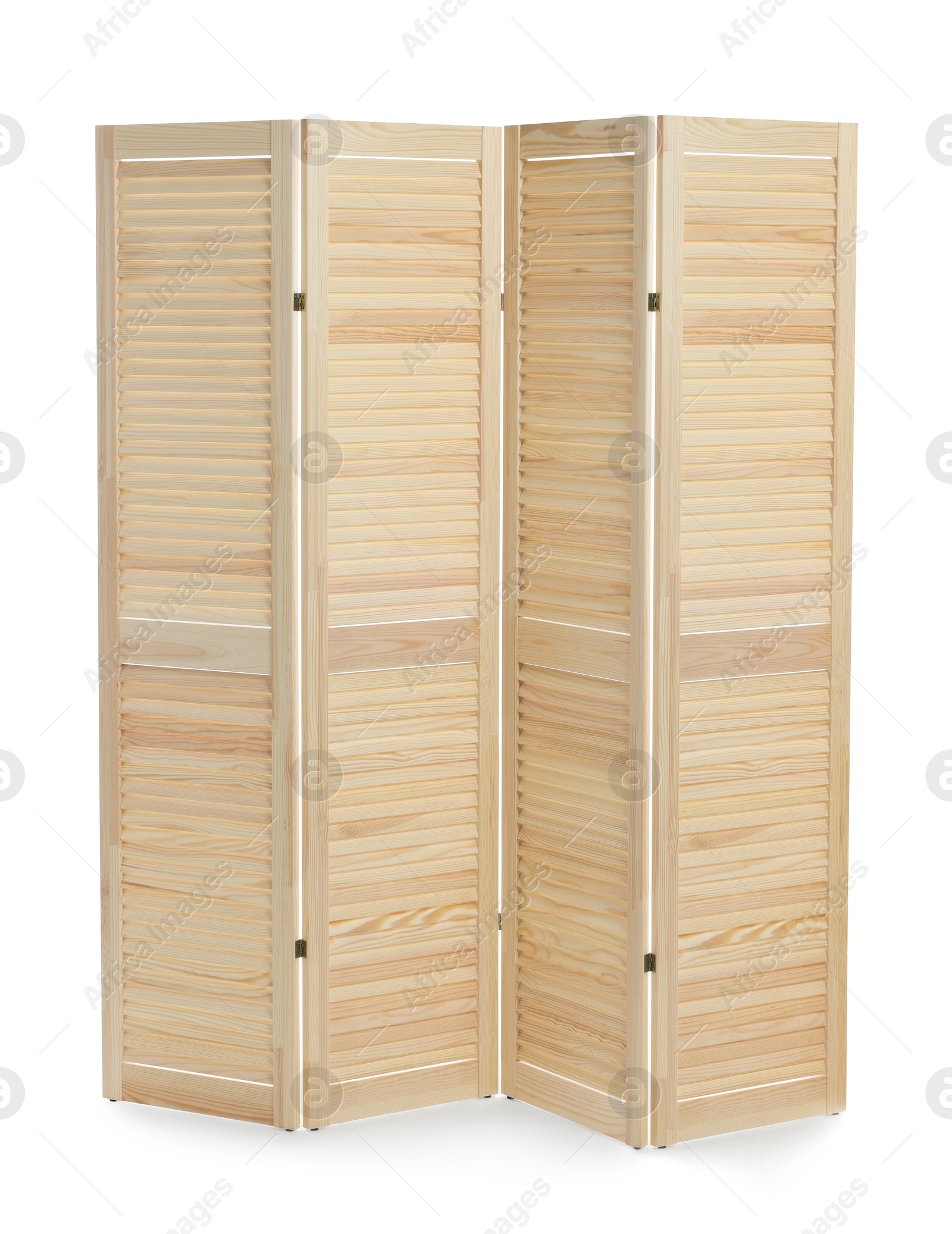 Image of Wooden folding screen isolated on white. Stylish furniture