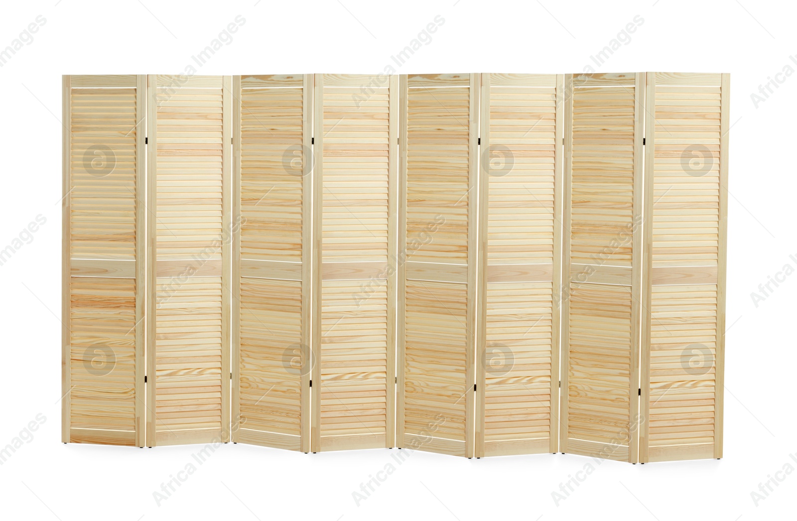 Image of Wooden folding screen isolated on white. Stylish furniture