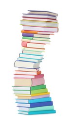 Photo of Stack of colorful books isolated on white