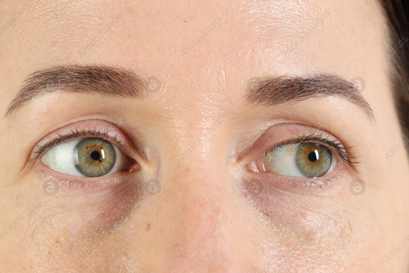 Photo of Woman with beautiful green eyes, closeup view