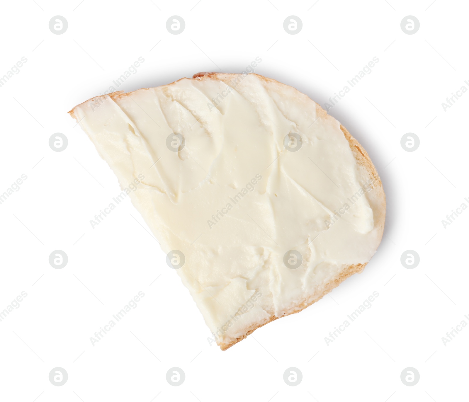 Photo of Delicious bruschetta with ricotta cheese isolated on white, top view