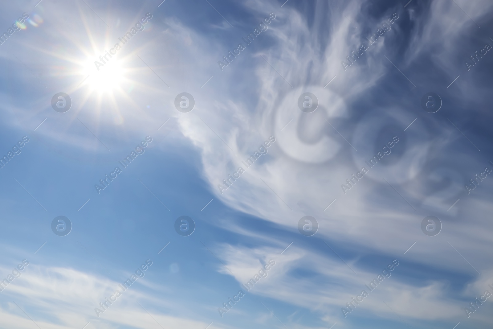 Image of Blue sky with CO2 chemical formula and clouds. Carbon dioxide emissions