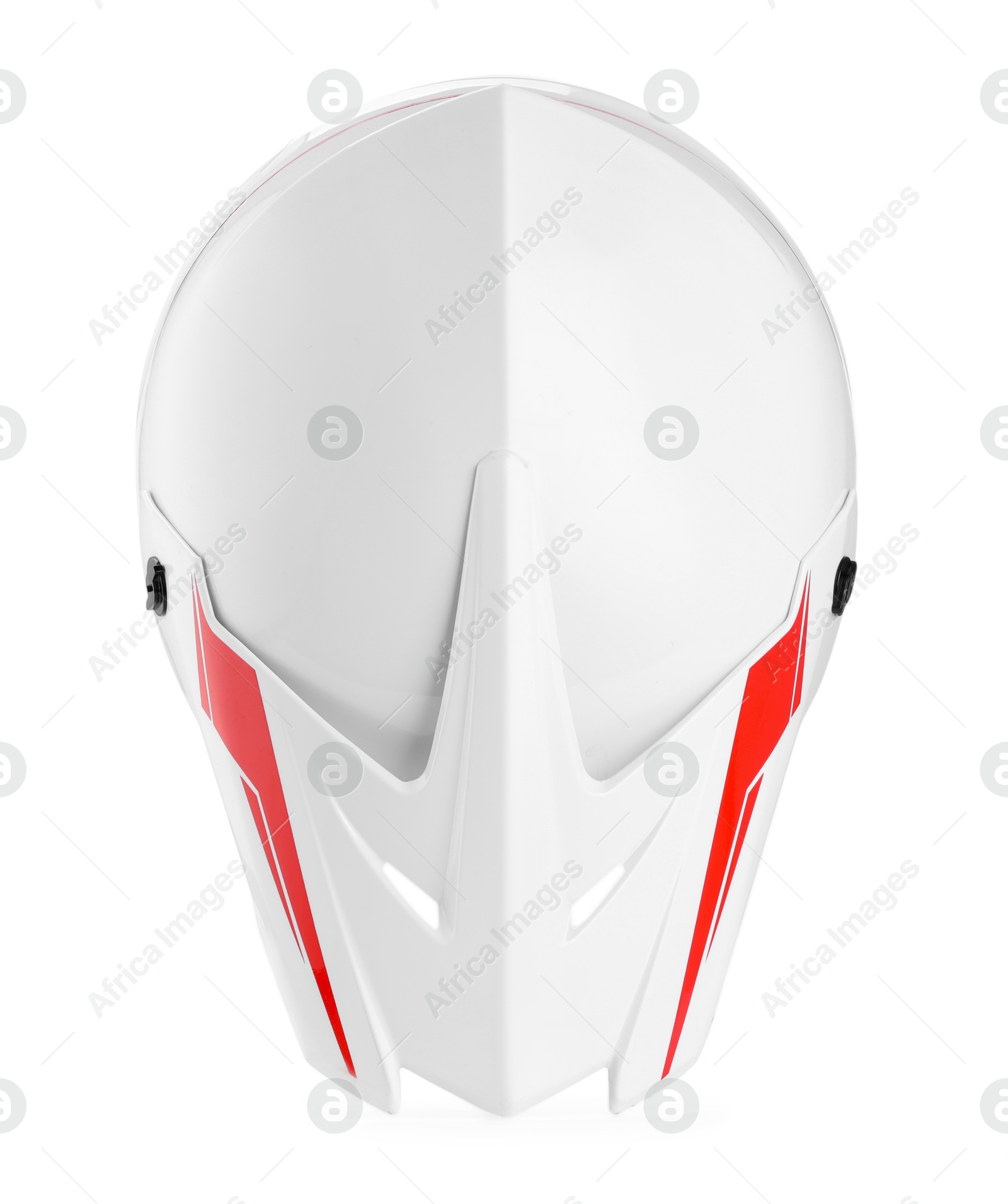 Photo of New modern motorcycle helmet isolated on white