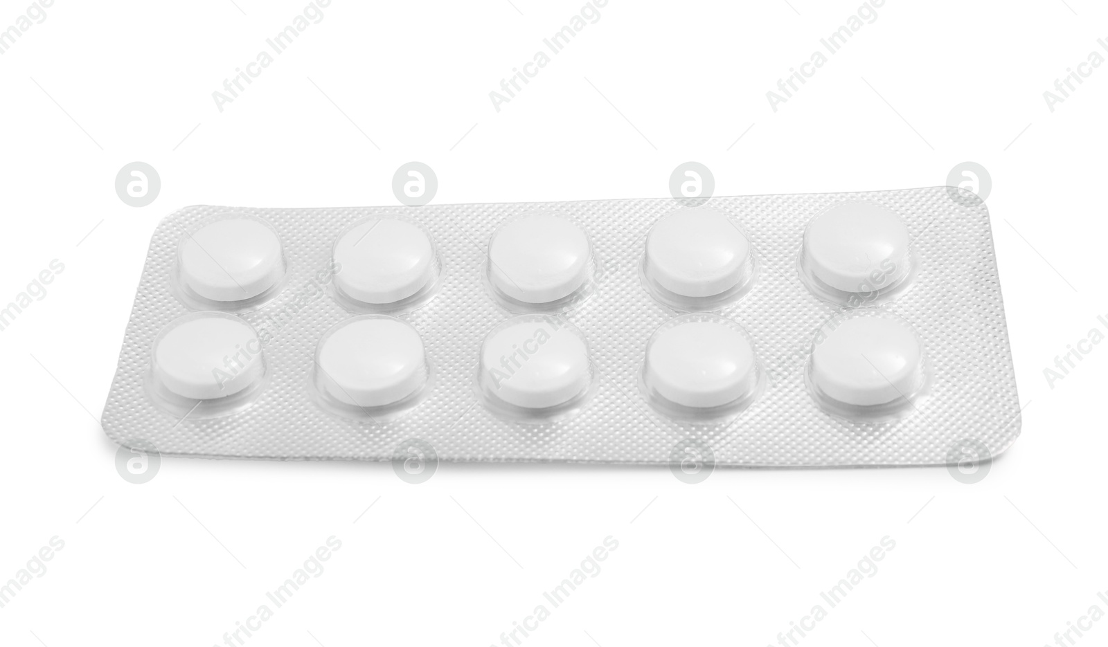 Photo of Antibiotic pills in blister isolated on white