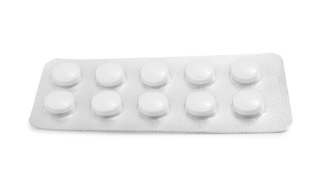 Photo of Antibiotic pills in blister isolated on white