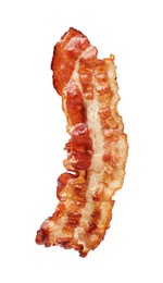 Photo of Slice of tasty fried bacon isolated on white