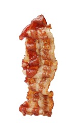 Photo of Slice of tasty fried bacon isolated on white