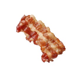 Photo of Slice of tasty fried bacon isolated on white