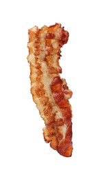 Photo of Slice of tasty fried bacon isolated on white