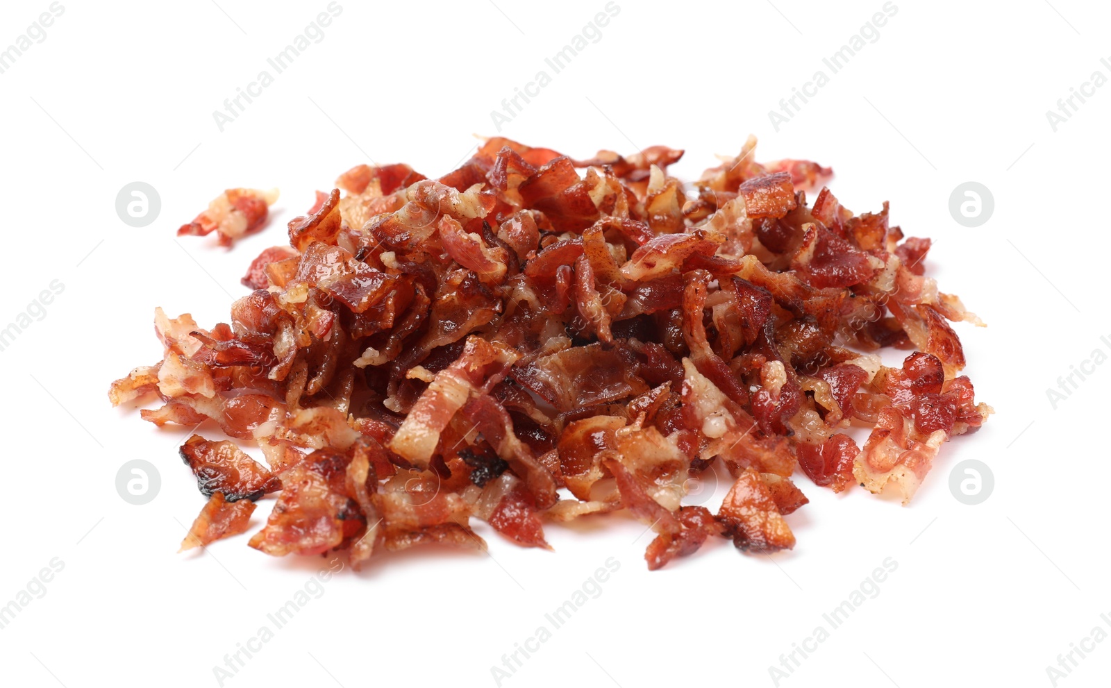 Photo of Slices of tasty fried bacon isolated on white