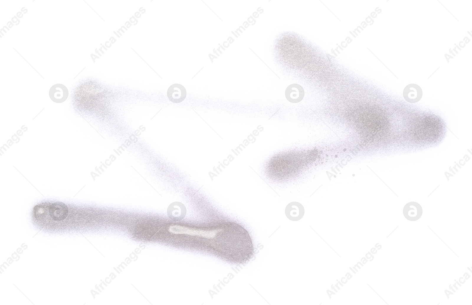 Photo of Arrow drawn by grey spray paint isolated on white, top view