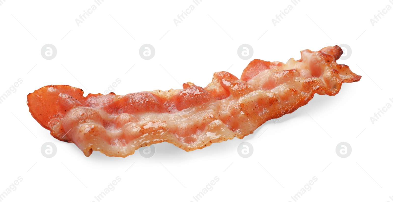 Photo of Slice of tasty fried bacon isolated on white