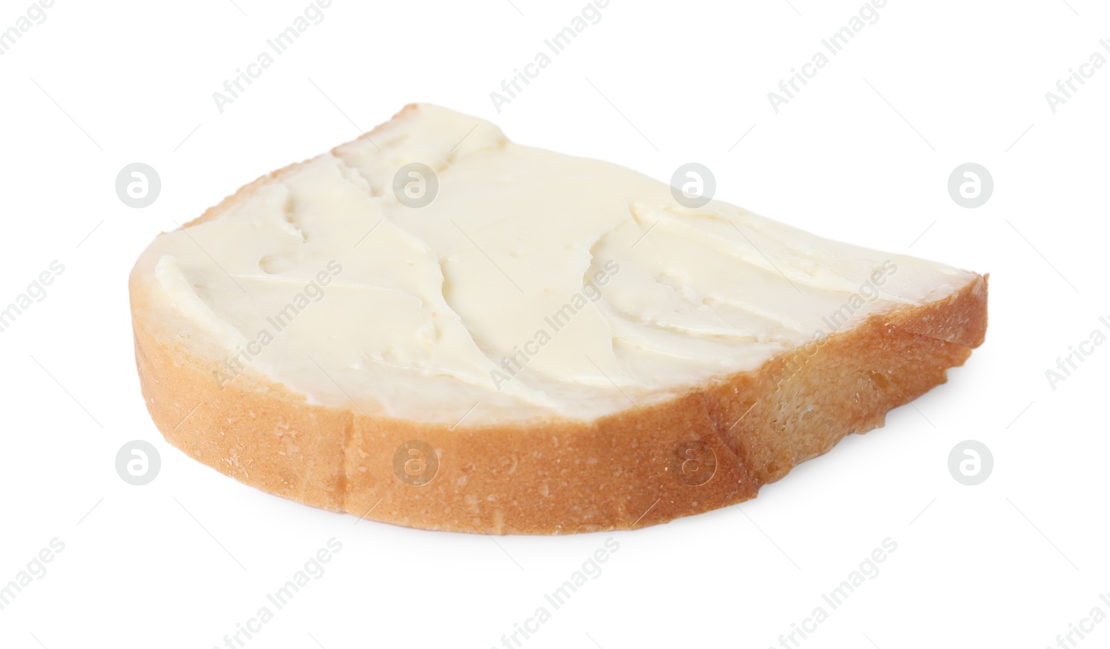 Photo of Delicious bruschetta with ricotta cheese isolated on white