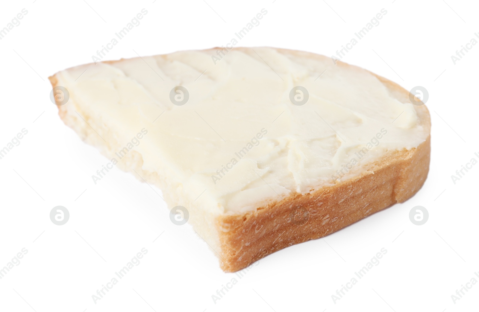 Photo of Delicious bruschetta with ricotta cheese isolated on white