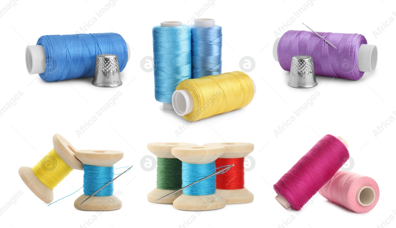 Image of Set of bright threads isolated on white, set