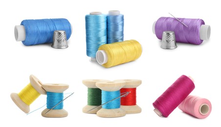 Image of Set of bright threads isolated on white, set