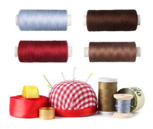 Image of Set with different sewing stuff isolated on white