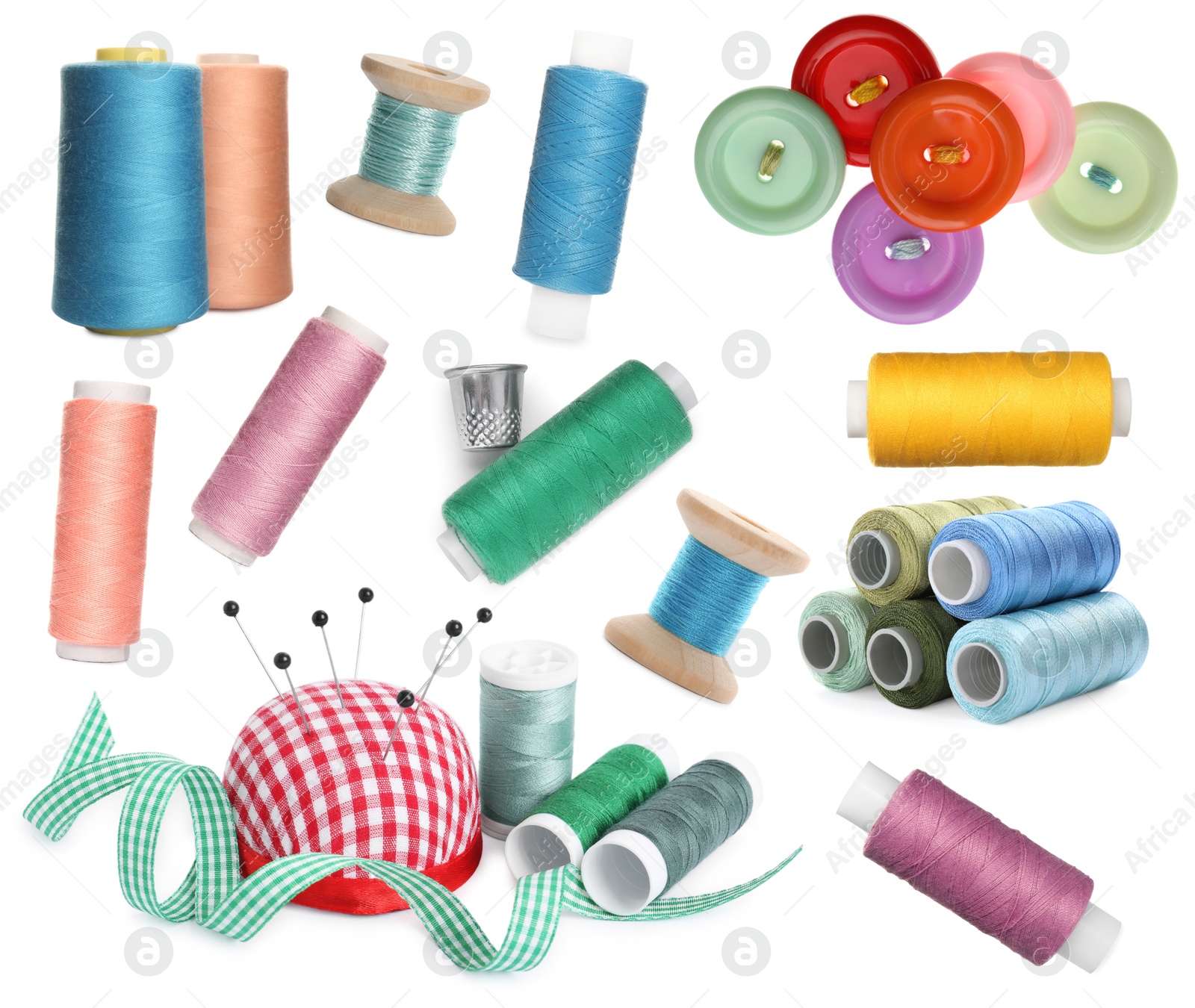 Image of Set with different sewing stuff isolated on white