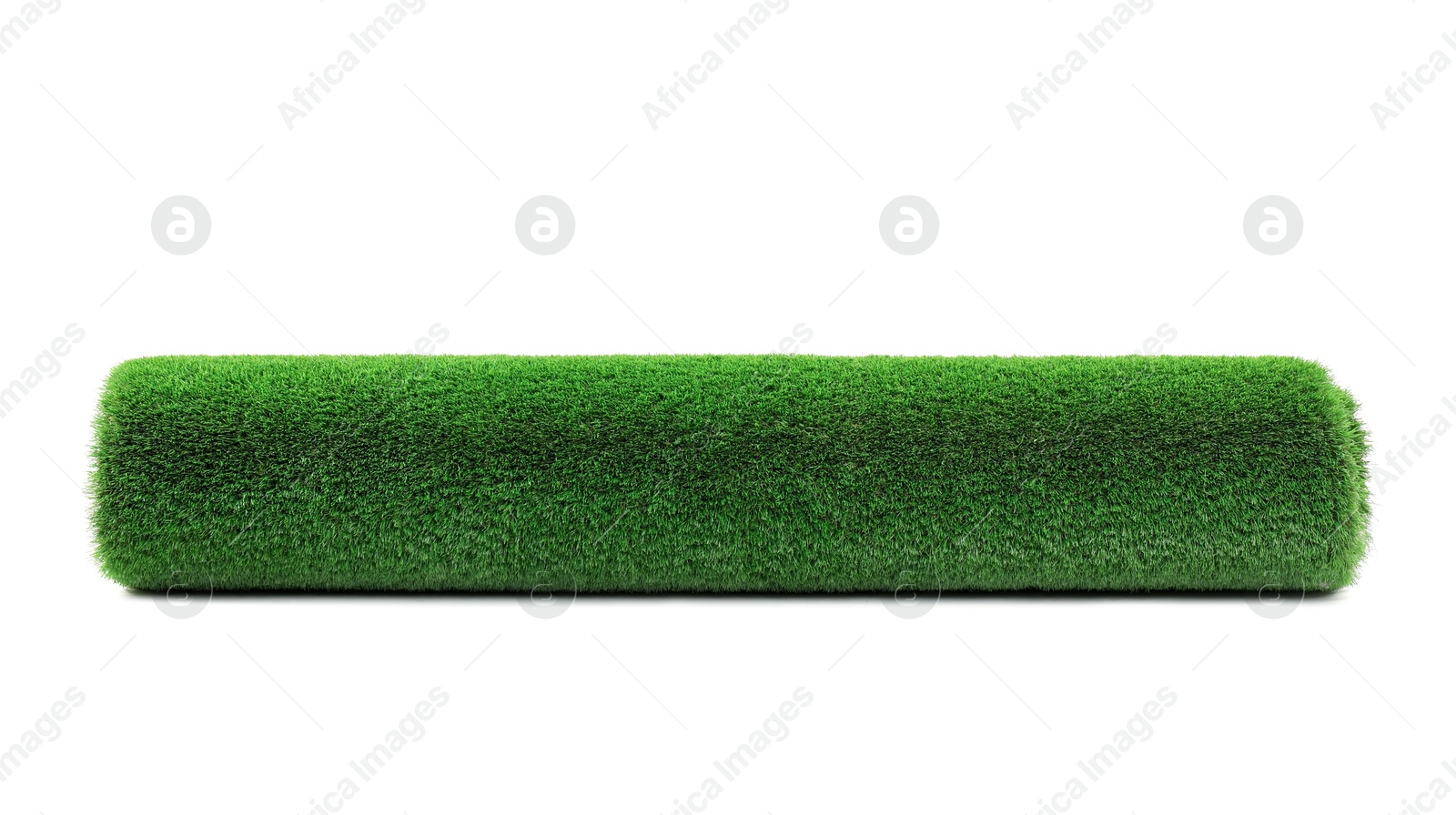 Photo of Roll of green artificial grass isolated on white