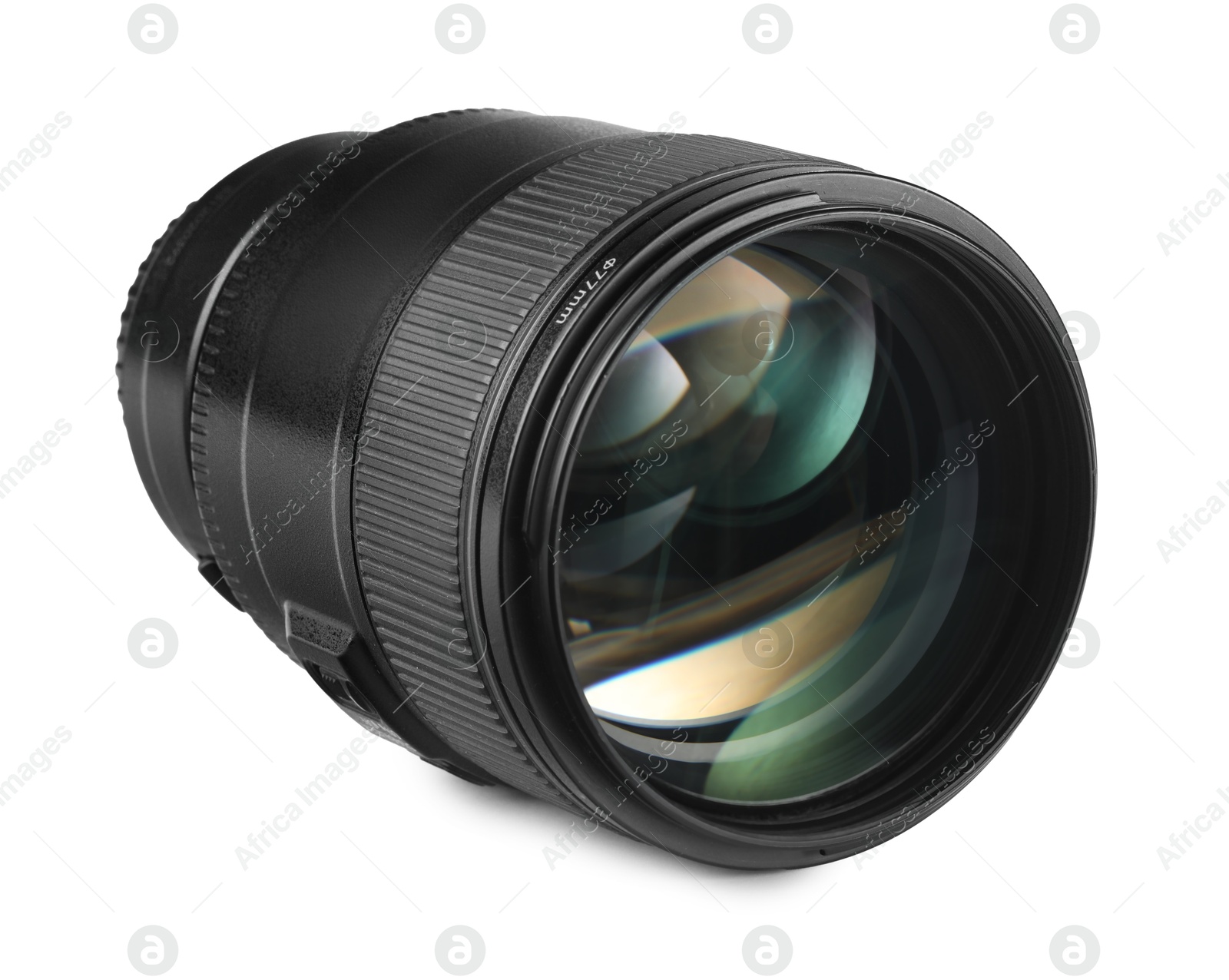 Photo of Camera lens isolated on white. Photographer's equipment