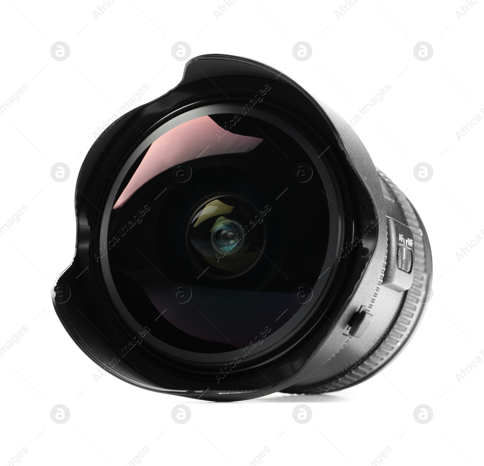 Photo of Camera lens isolated on white. Photographer's equipment