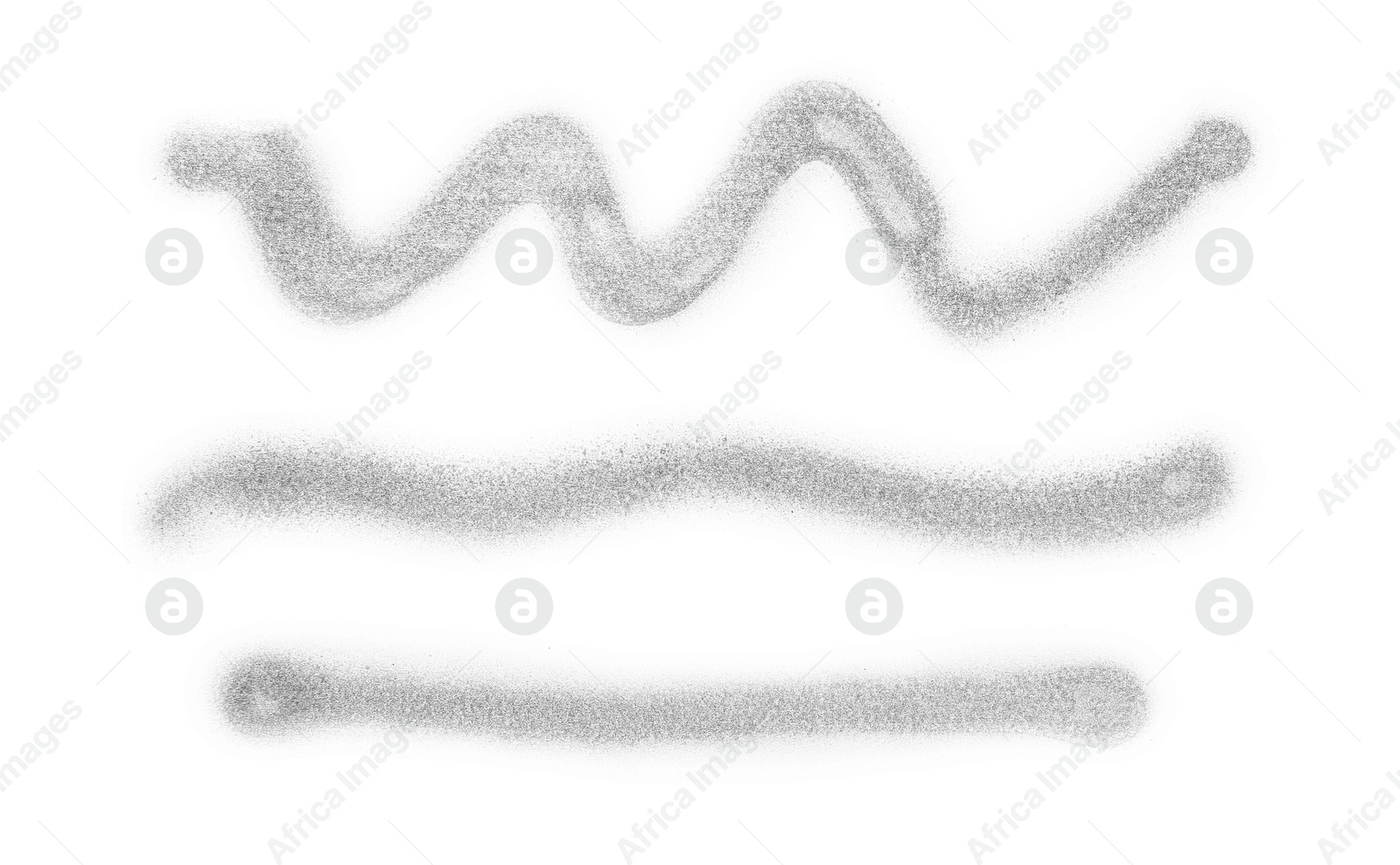 Photo of Lines drawn by grey spray paint isolated on white, top view