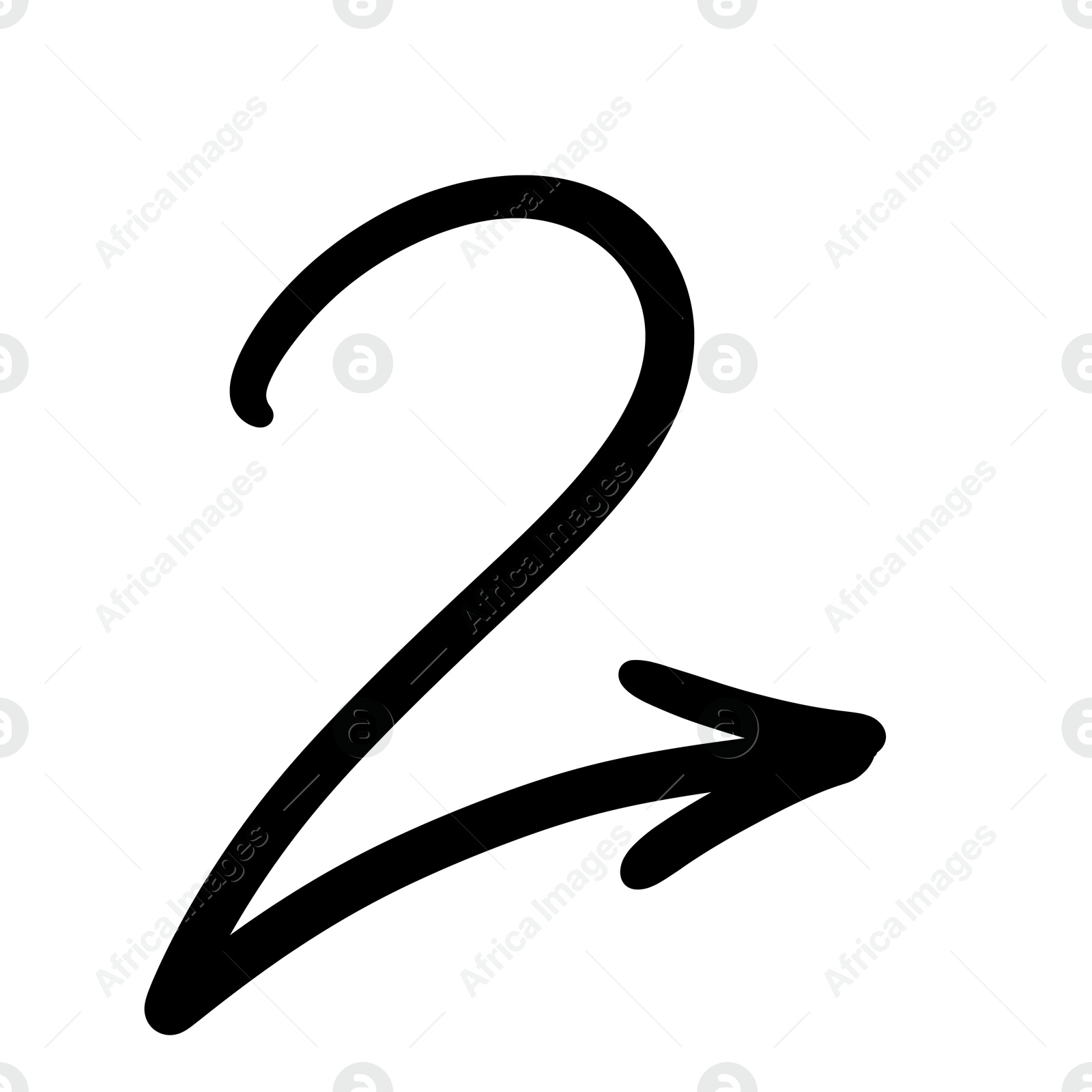 Image of One black drawn arrow isolated on white