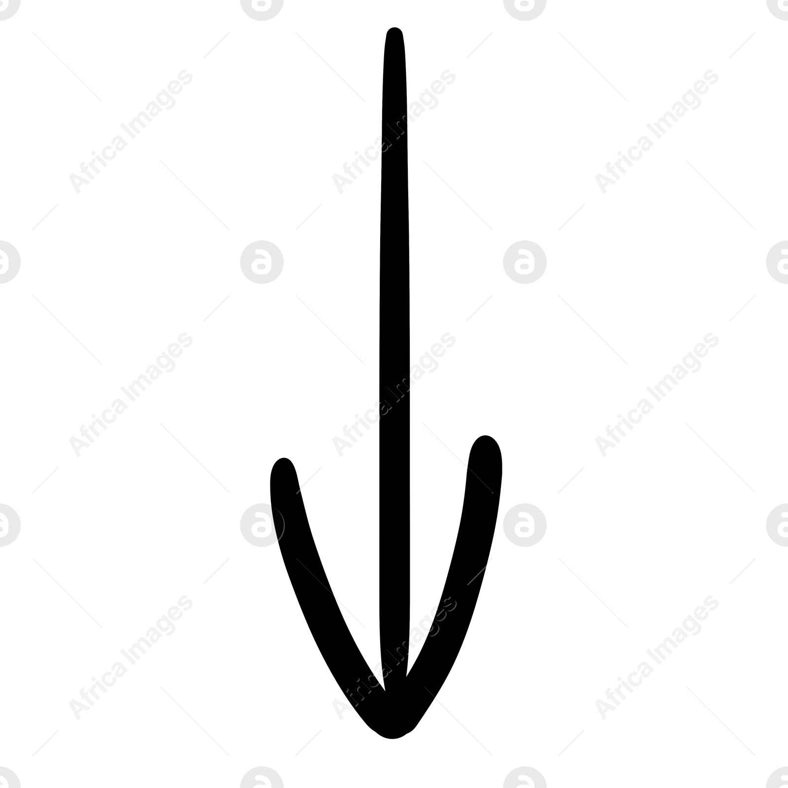 Image of One black drawn arrow isolated on white