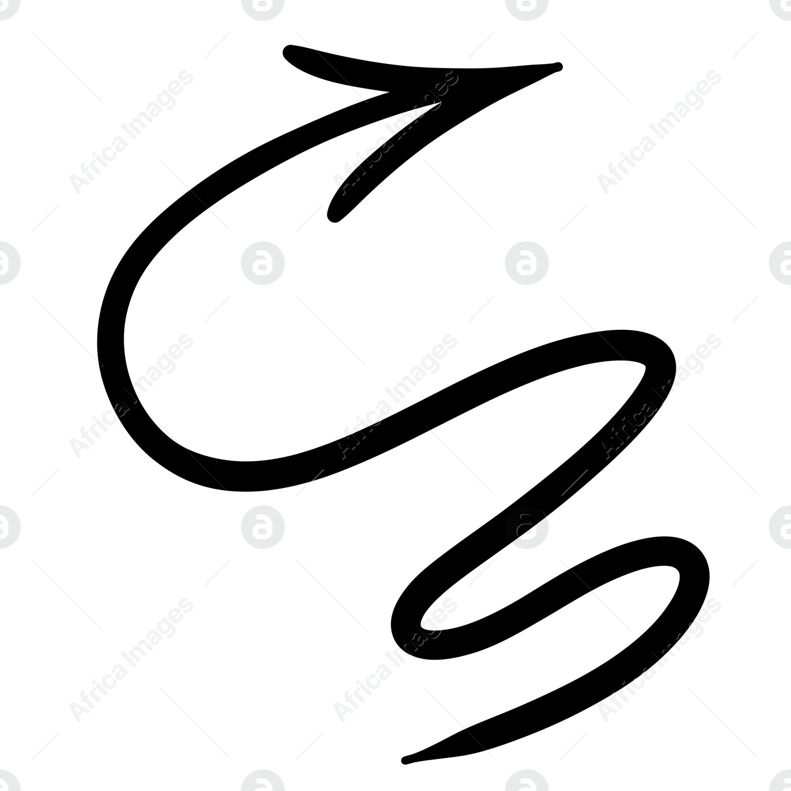 Image of One black drawn arrow isolated on white