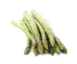 Fresh green asparagus stems isolated on white