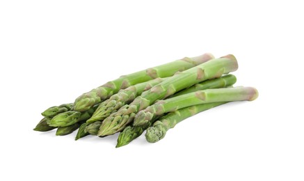 Fresh green asparagus stems isolated on white